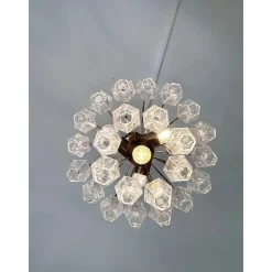 Pamono Bronzed Chandelier with Poliedri Murano Glass by Simoeng><noscript><img width=