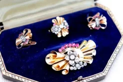 Pamono Brooch and Earrings and Ring, Set of 4> Earrings