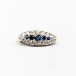 Pamono Brooch in 14 Karat Gold with Cut Diamonds and Blue Sapphires> Brooches