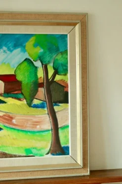 Pamono Bror Göransson, Neighbourhood, 1960s, Oil on Canvas, Framed><noscript><img width=