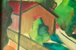 Pamono Bror Göransson, Neighbourhood, 1960s, Oil on Canvas, Framed><noscript><img width=