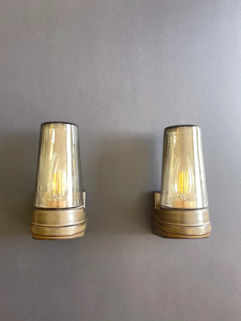 Pamono Brown Ceramic and Glass Sconces by Ifö, 1960s, Set of 2> Wall Lights & Sconces