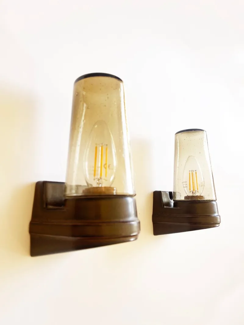 Pamono Brown Ceramic and Glass Sconces by Ifö, 1960s, Set of 2> Wall Lights & Sconces