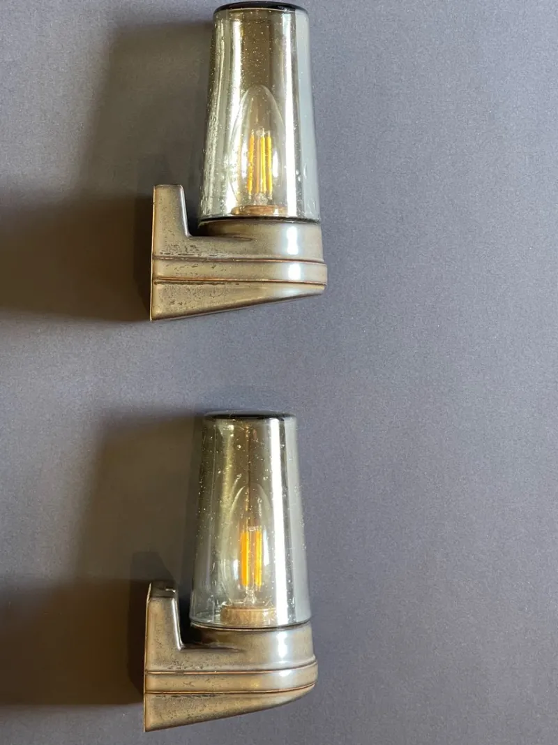 Pamono Brown Ceramic and Glass Sconces by Ifö, 1960s, Set of 2> Wall Lights & Sconces