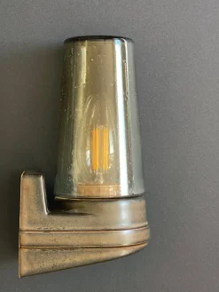 Pamono Brown Ceramic and Glass Sconces by Ifö, 1960s, Set of 2><noscript><img width=