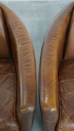Pamono Brown Cowhide Aviator Armchairs, Set of 2><noscript><img width=