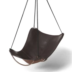 Online Pamono Brown Leather Butterfly Swing Hanging Chair from Studio Stirling