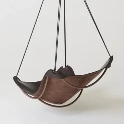 Online Pamono Brown Leather Butterfly Swing Hanging Chair from Studio Stirling
