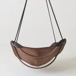 Online Pamono Brown Leather Butterfly Swing Hanging Chair from Studio Stirling