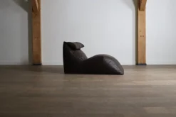 Pamono Brown Leather Le Bambole Chaise Longue by Mario Bellini for B&B Italia, 1970s><noscript><img width=