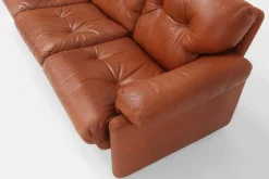 Pamono Brown Leather 3-Seater Sofa Coronado by Tobia Scarpa for B&b Italia, Italy, 1960s><noscript><img width=
