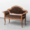 Pamono Brown Velvet and Wood Entrance Sofa Bench, 1950s> Benches
