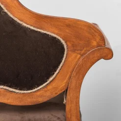 Pamono Brown Velvet and Wood Entrance Sofa Bench, 1950s><noscript><img width=