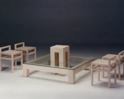 Pamono Brunelleschi Maple Coffee Table and Chairs by Ferdinando Meccani, Set of 5> Tables