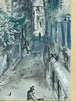 Pamono Bruno Martini, Urban Landscape, 20th Century, Watercolor Painting><noscript><img width=