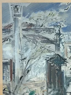 Pamono Bruno Martini, Urban Landscape, 20th Century, Watercolor Painting><noscript><img width=