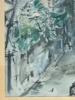 Pamono Bruno Martini, Urban Landscape, 20th Century, Watercolor Painting><noscript><img width=