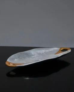 Pamono Brutalist Aluminum and Brass Tray from David Marshall, 1980s><noscript><img width=