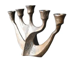 Pamono Brutalist 5-Arm Bronze Candlestick by Horst Dalbeck, Germany, 1960s> Candleholders