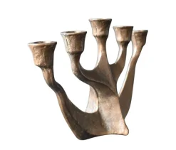 Pamono Brutalist 5-Arm Bronze Candlestick by Horst Dalbeck, Germany, 1960s><noscript><img width=