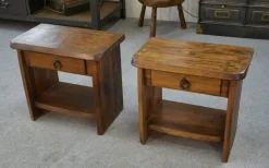 Online Pamono Brutalist Bedside Tables in Elm by Aranjou, 1960, Set of 2