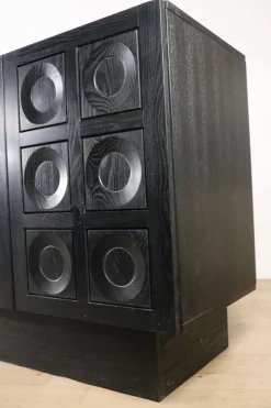 Pamono Brutalist Blackened Wood Sculptural Sideboard, 1970s><noscript><img width=