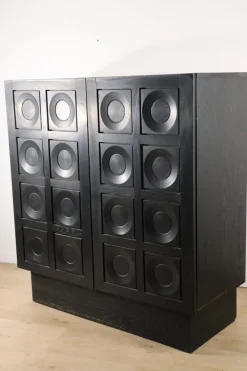 Pamono Brutalist Blackened Wood Sculptural Sideboard Cabinet, 1970s> Sideboards & Buffets