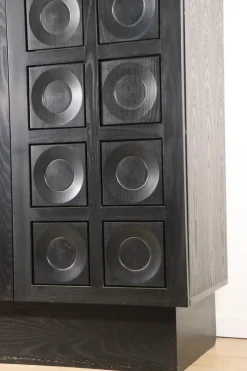 Pamono Brutalist Blackened Wood Sculptural Sideboard Cabinet, 1970s><noscript><img width=