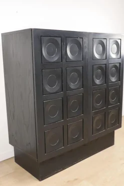 Pamono Brutalist Blackened Wood Sculptural Sideboard Cabinet, 1970s><noscript><img width=