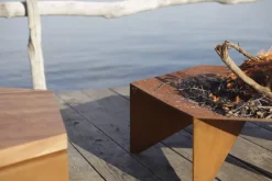 Pamono Brutalist Brasero N°2 Fire Bowl with Benches by Yoan Claveau de Lima for Les Choses Edition, Set of 7><noscript><img width=