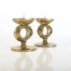 Pamono Brutalist Brass Candlesticks, Set of 2> Candleholders