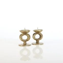 Pamono Brutalist Brass Candlesticks, Set of 2><noscript><img width=