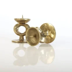 Pamono Brutalist Brass Candlesticks, Set of 2><noscript><img width=