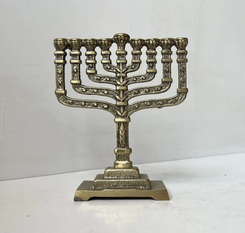 Outlet Pamono Brutalist Bronze Hanukkah Menorah Candleholder by Hen Holon, Israel, 1970s