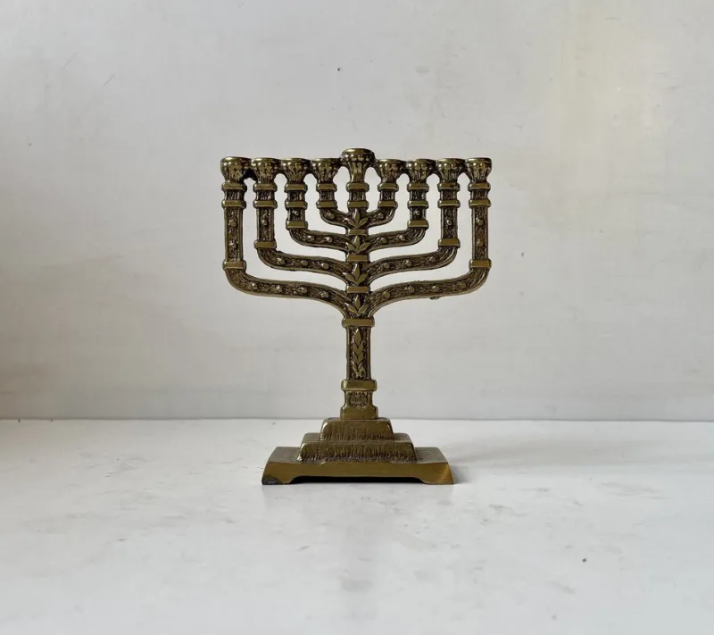 Outlet Pamono Brutalist Bronze Hanukkah Menorah Candleholder by Hen Holon, Israel, 1970s