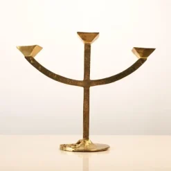 Pamono Brutalist Candleholder and Bowl in Brass, Set of 2><noscript><img width=