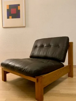 Pamono Brutalist Chairs in the style of Pierre Chapo, 1970s, Set of 2><noscript><img width=