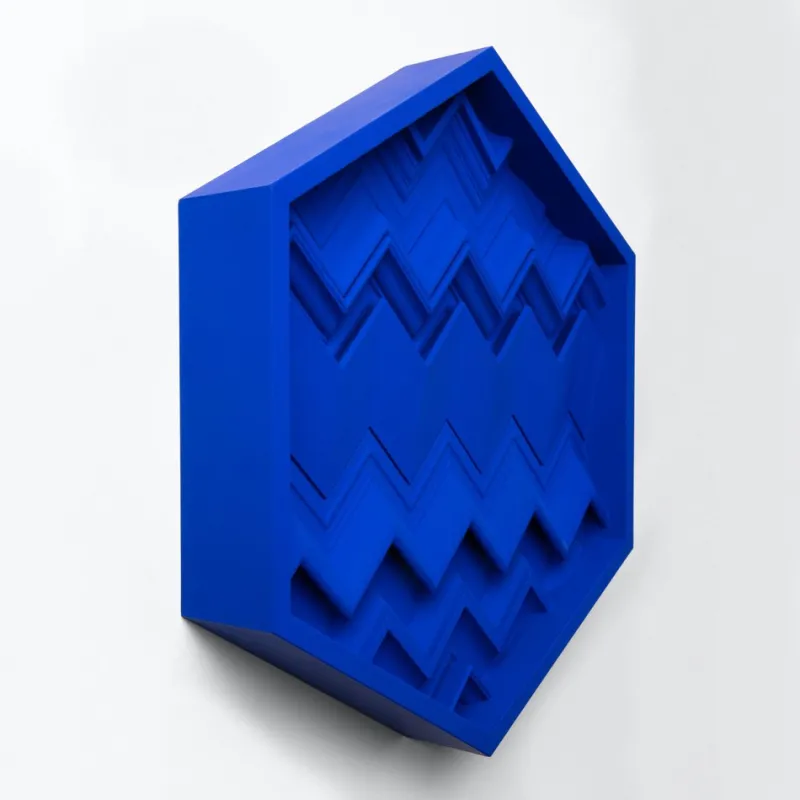 Outlet Pamono Brutalist Cobalt Blue Wood Wall Art Installation by Studio DeSimoneWayland