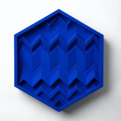 Outlet Pamono Brutalist Cobalt Blue Wood Wall Art Installation by Studio DeSimoneWayland