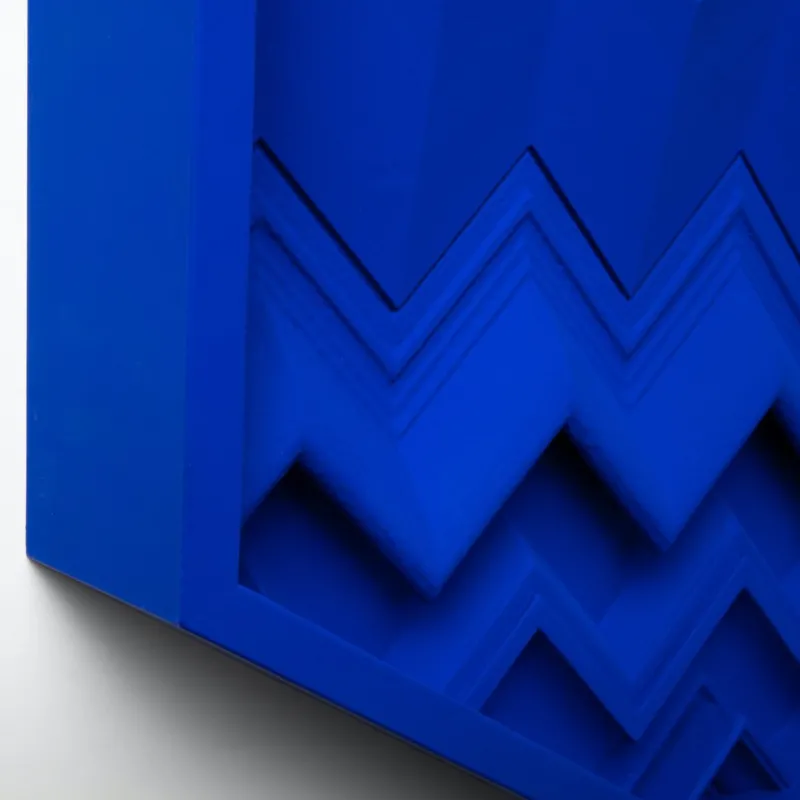 Outlet Pamono Brutalist Cobalt Blue Wood Wall Art Installation by Studio DeSimoneWayland