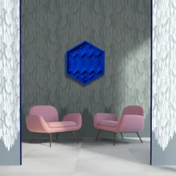 Outlet Pamono Brutalist Cobalt Blue Wood Wall Art Installation by Studio DeSimoneWayland