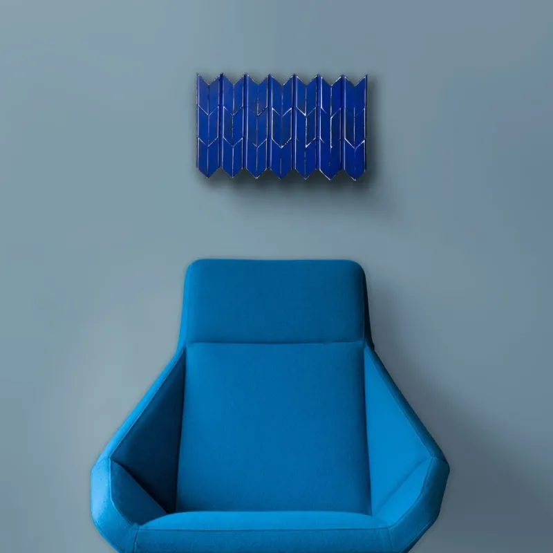 Pamono Brutalist Cobalt Blue Wood Wall Art Installation by Studio DeSimoneWayland> Wall Decor