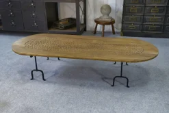 Best Pamono Brutalist Coffee Table in Oak and Wrought Iron, 1950s