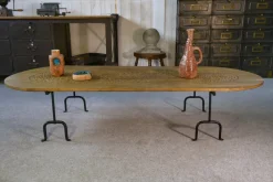 Best Pamono Brutalist Coffee Table in Oak and Wrought Iron, 1950s