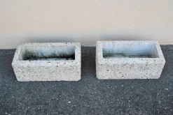 Pamono Brutalist Concrete Planters, 1960s, Set of 2><noscript><img width=