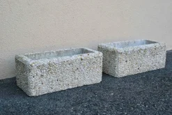 Pamono Brutalist Concrete Planters, 1960s, Set of 2><noscript><img width=