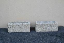 Pamono Brutalist Concrete Planters, 1960s, Set of 2><noscript><img width=