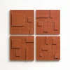 Pamono Brutalist Concrete Wall Art in Burnt Orange by Toms Factory, Set of 4> Minimalist|Mid-Century