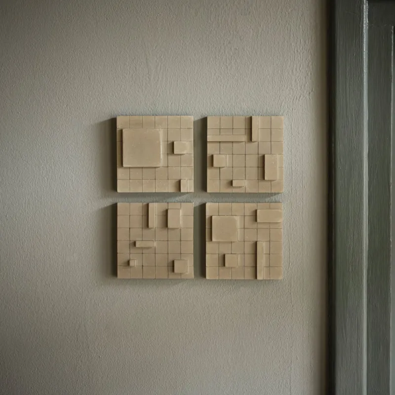 Pamono Brutalist Concrete Wall Art in Warm Grey by Toms Factory, Set of 4> Wall Decor