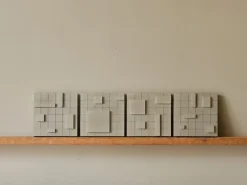 Pamono Brutalist Concrete Wall Art in Warm Grey by Toms Factory, Set of 4><noscript><img width=